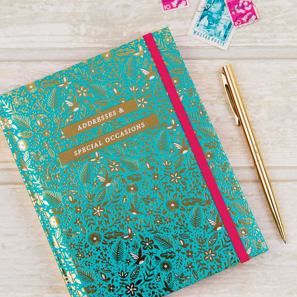 Address Book ‐ Teal & Gold Floral