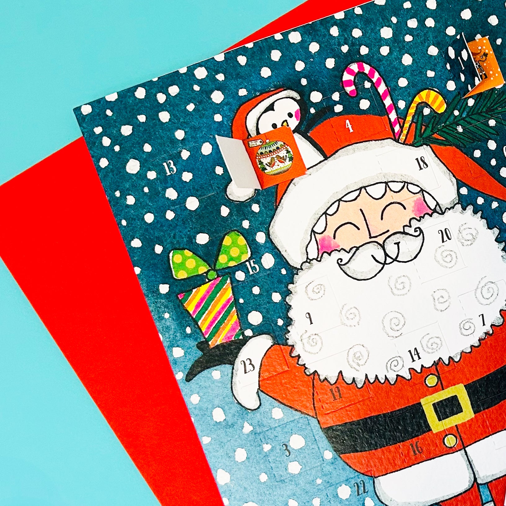 Advent Calendar Card - Santa & Penguins