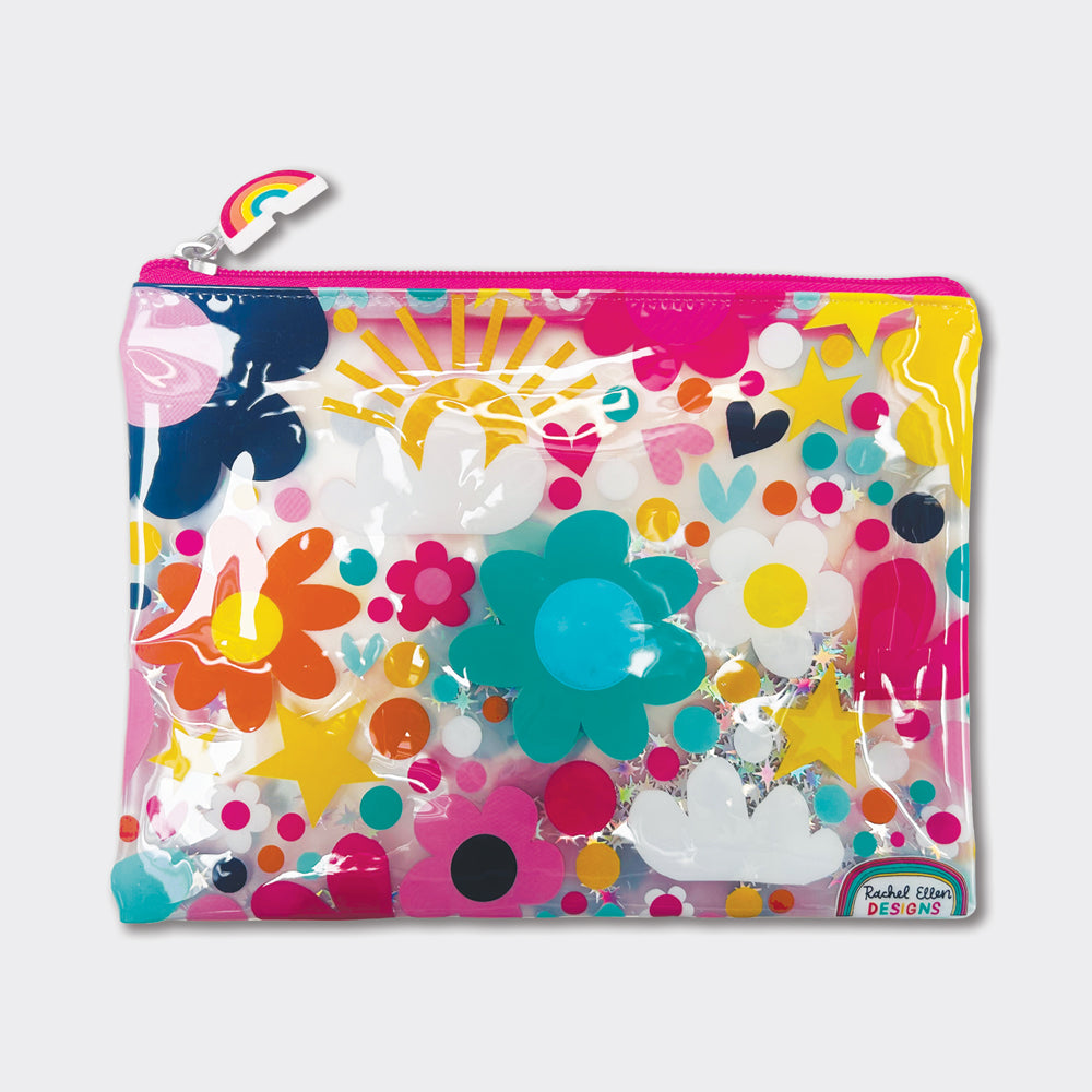 Clear PVC Pencil Case - Flowers, Hearts & Stars
