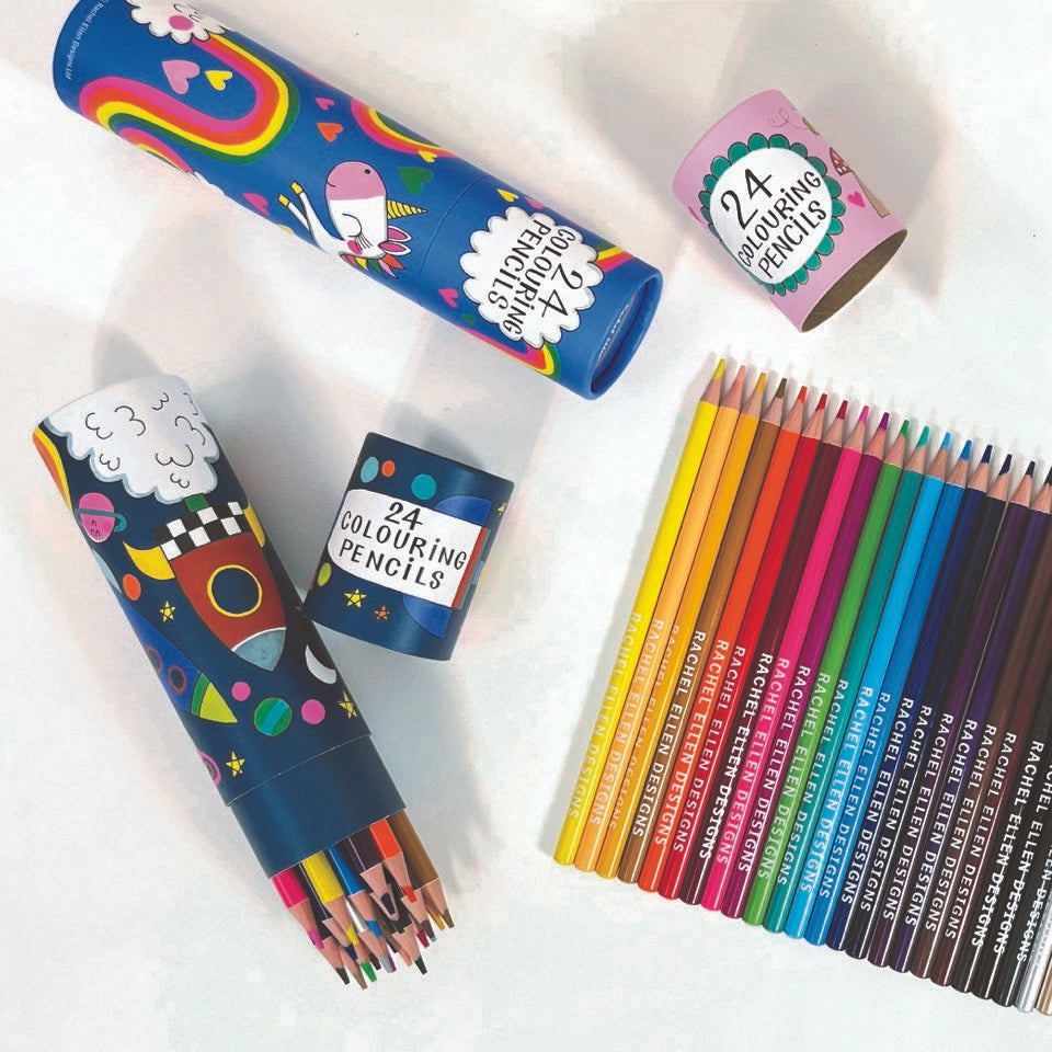 Tube of 24 Colouring Pencils - Cosmic Space Rocket