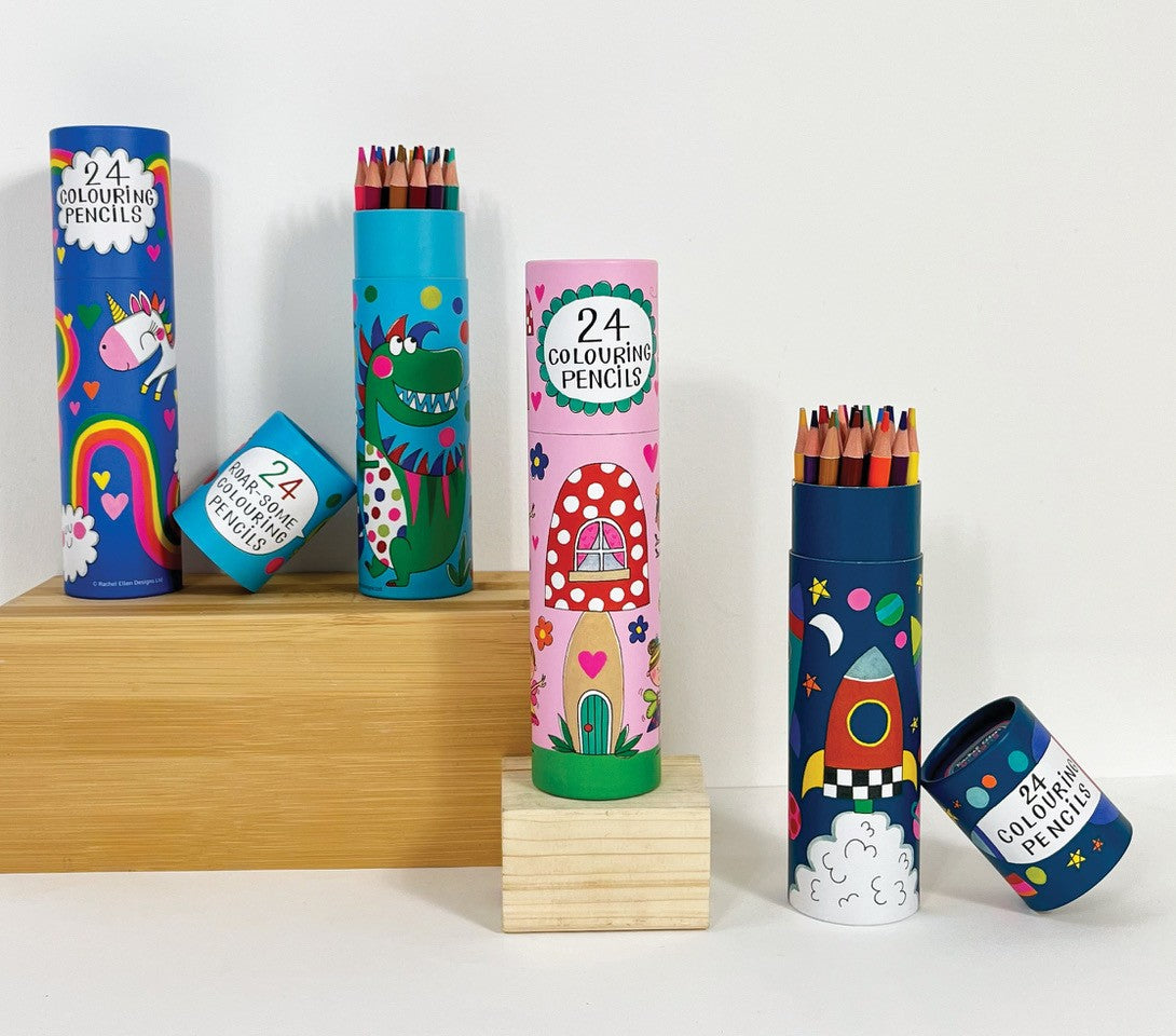 Tube of 24 Colouring Pencils - Cosmic Space Rocket