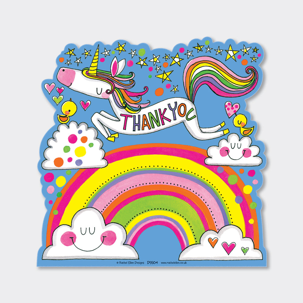 Die Cut Social Stationery - Unicorn & Rainbow Thank You
