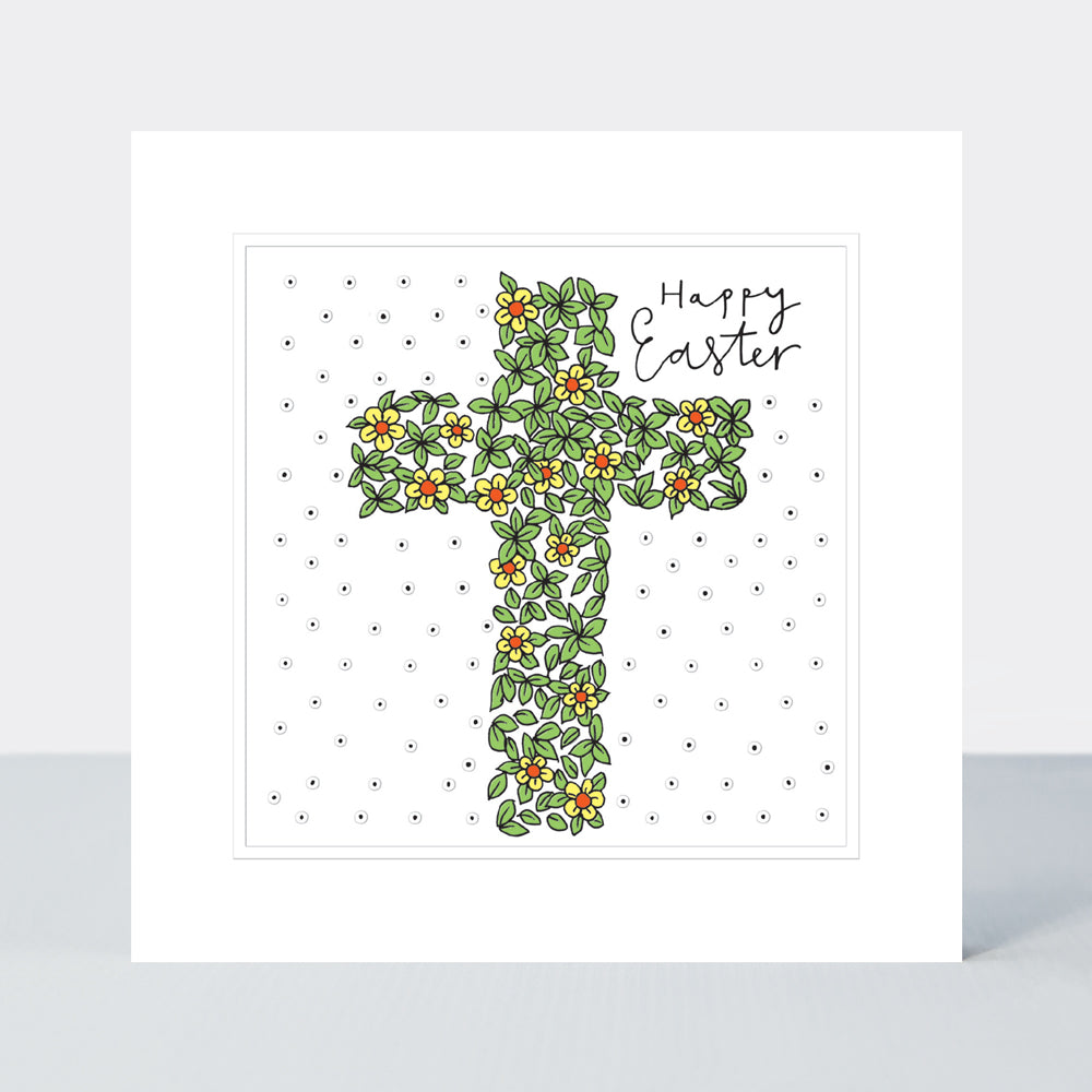 Easter Pocket Rocket - Happy Easter/Cross Hedge With Flowers