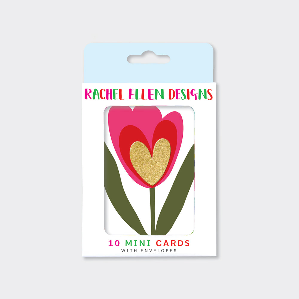 Foiled pack of 10 notecards - Tulip Heart