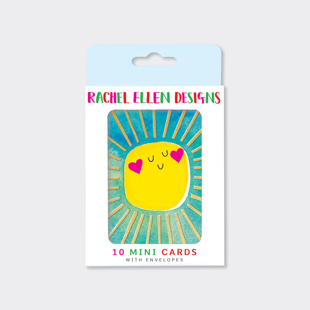 Foiled pack of 10 notecards - Sunshine/blank