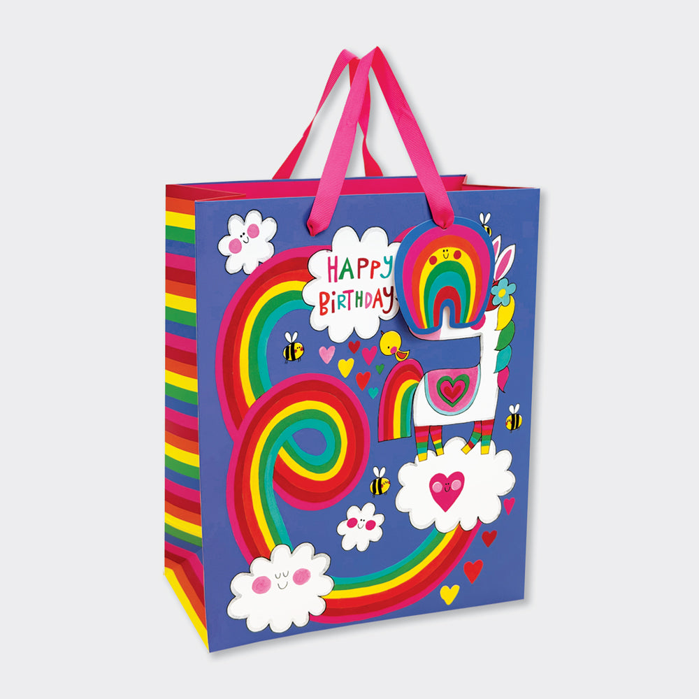 Large Gift Bag Unicorn and Rainbow Happy Birthday
