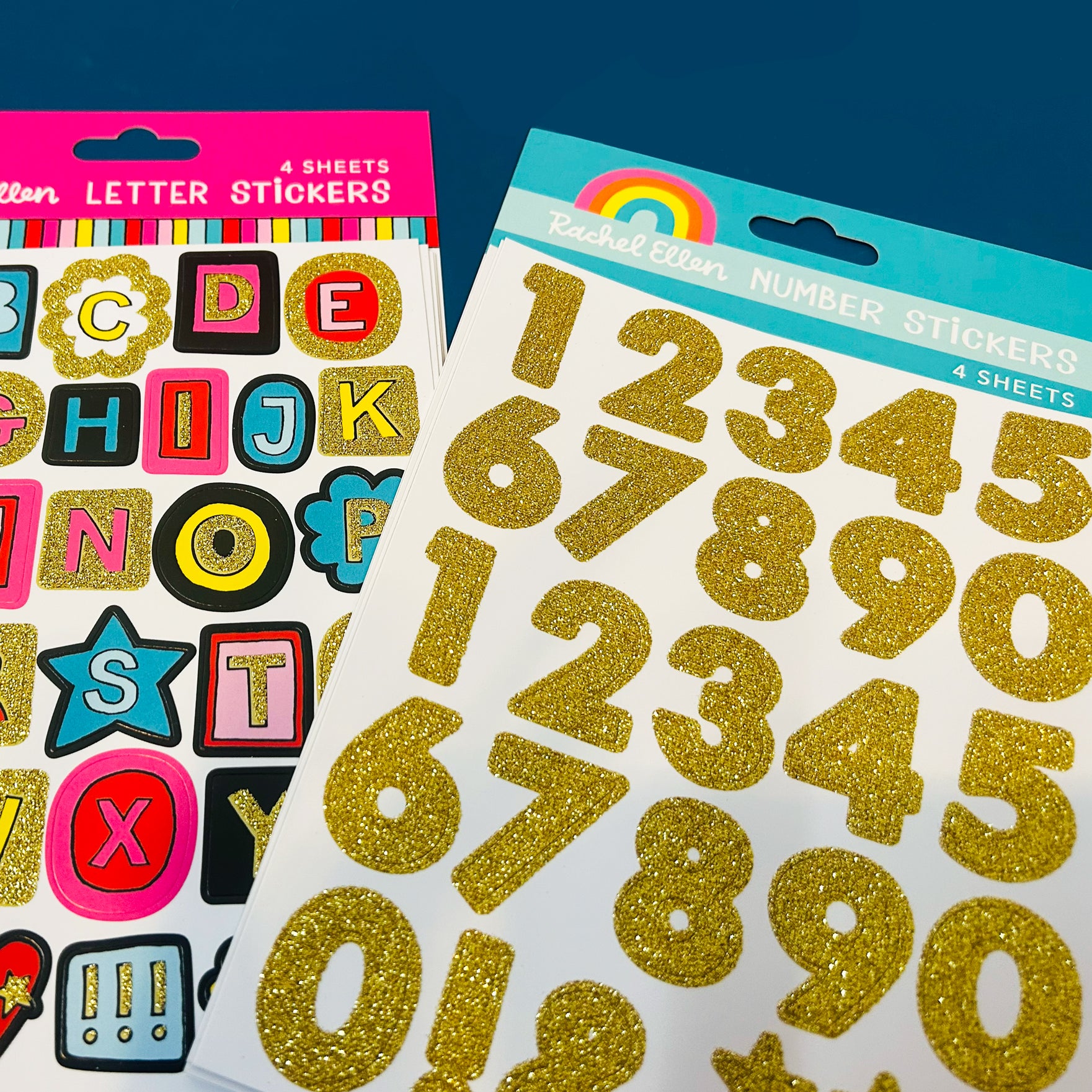 Gold Glitter Number Stickers - 4 Sheets