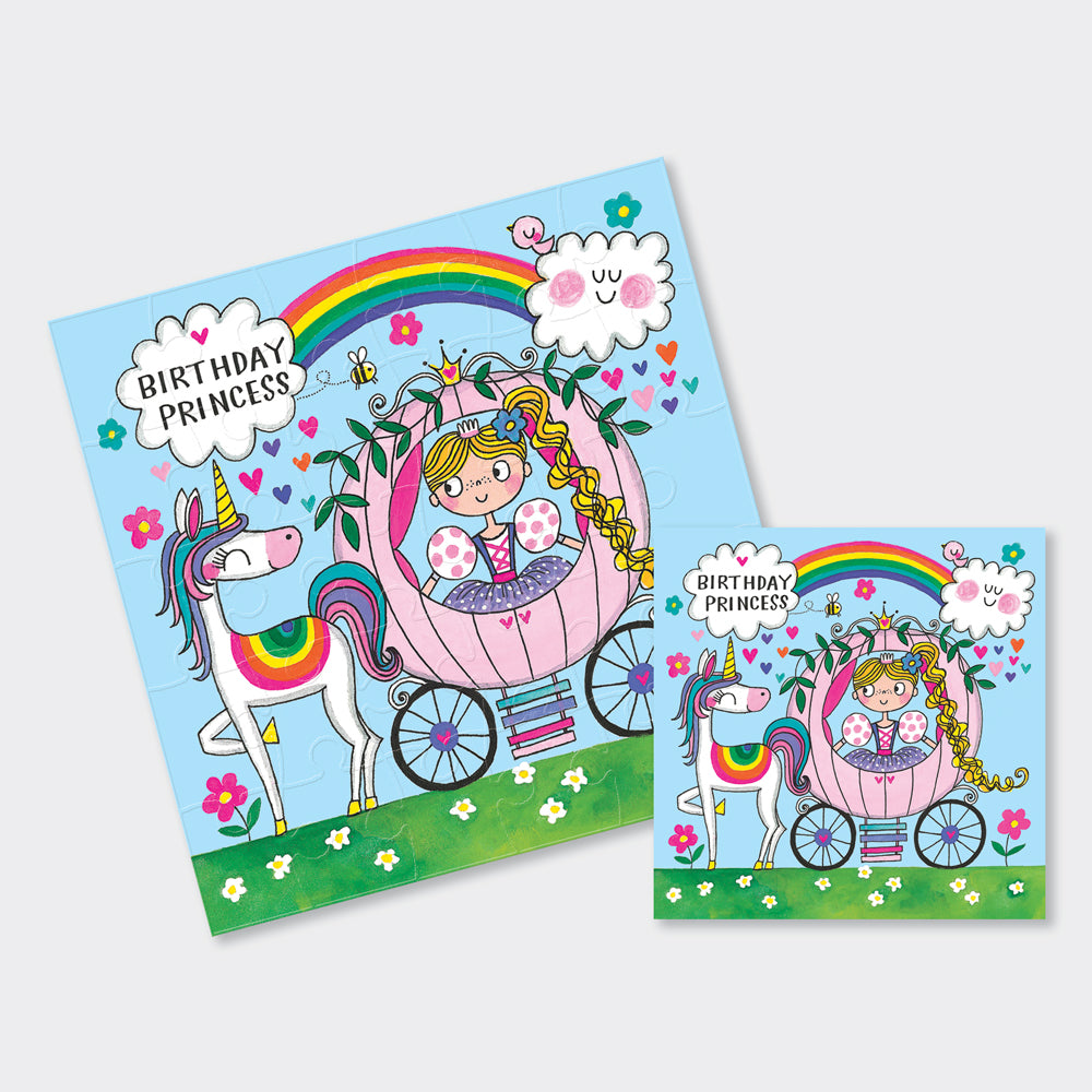 Jigsaw Card - Birthday Princess in Carriage
