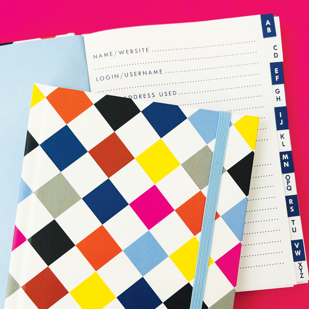 Password Book - Multicolour Diamond Pattern