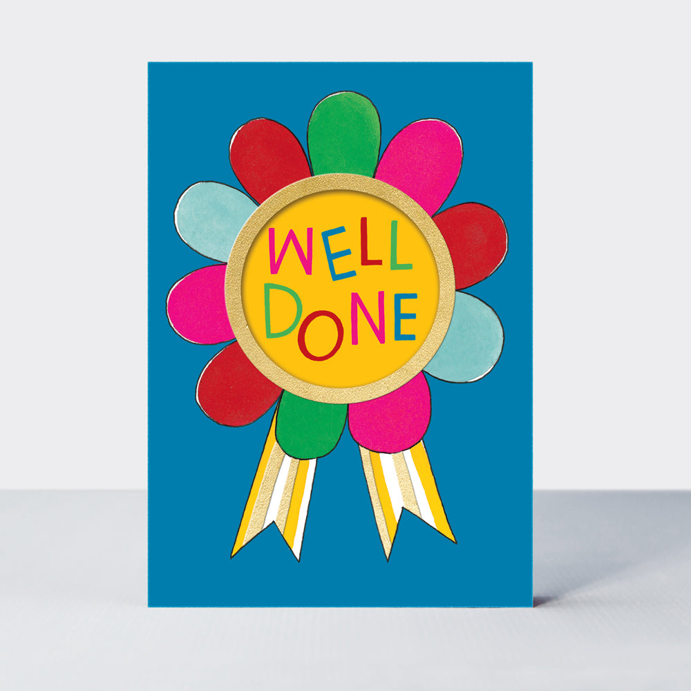 Wholesale well done card featuring a rosette design by Rachel Ellen Designs
