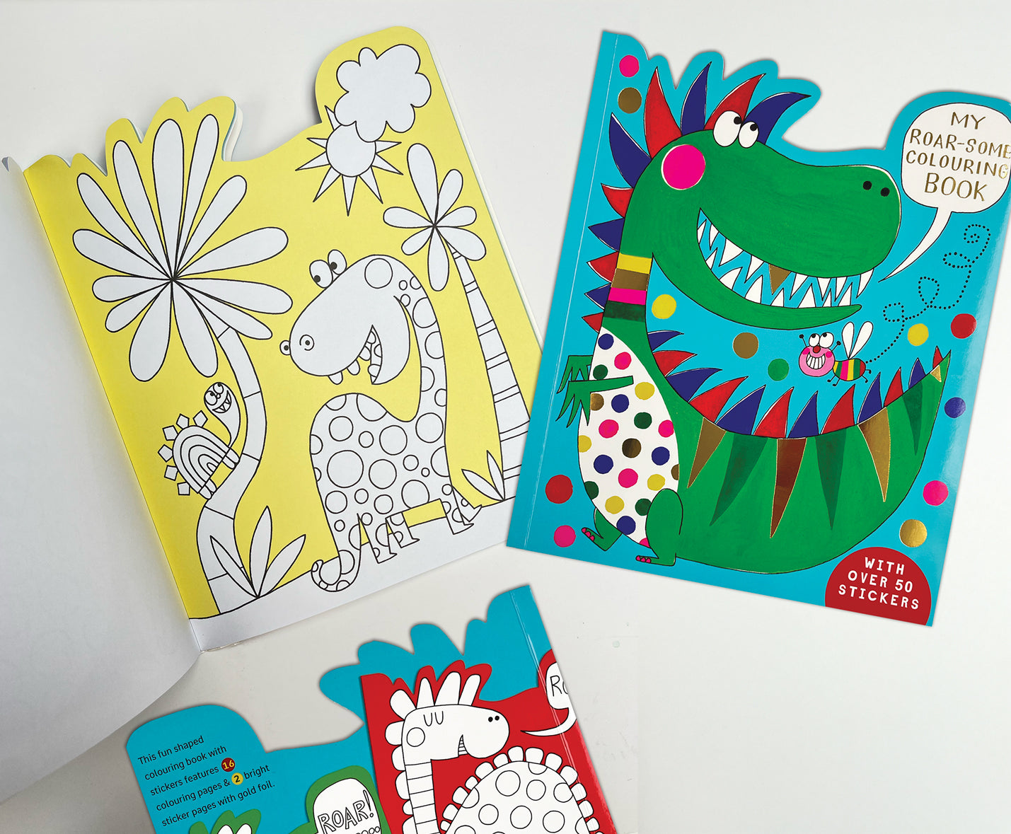 Dinosaur Die-Cut Colouring Book With Stickers
