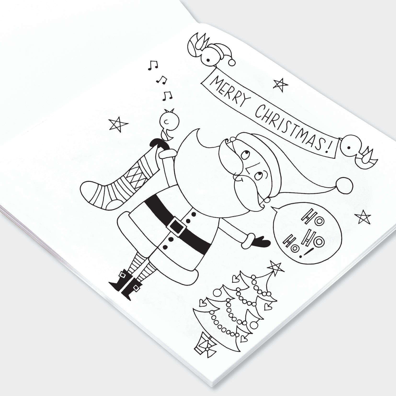 Square Colouring Book - Christmas Santa Scene
