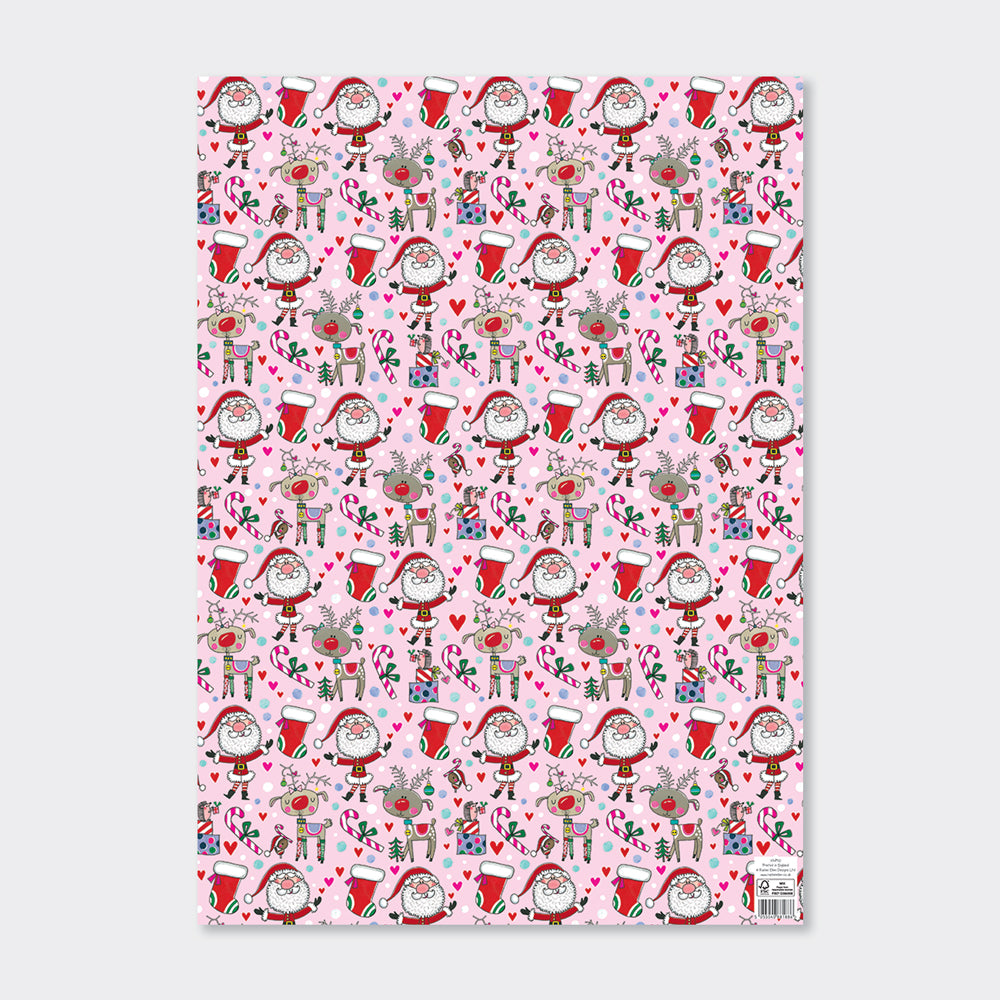 Christmas Gift Flat Wrap - Santa & Reindeer