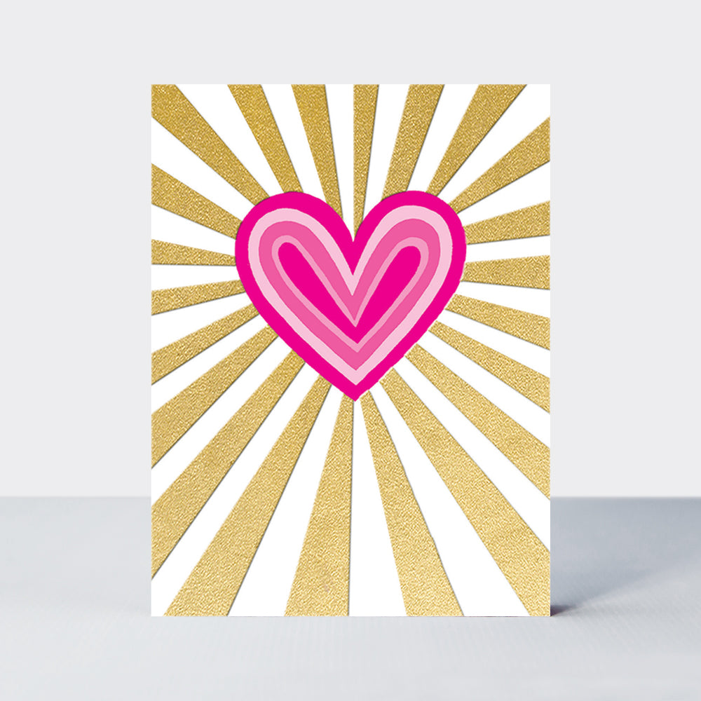 Foiled pack of 10 notecards - Neon heart/blank