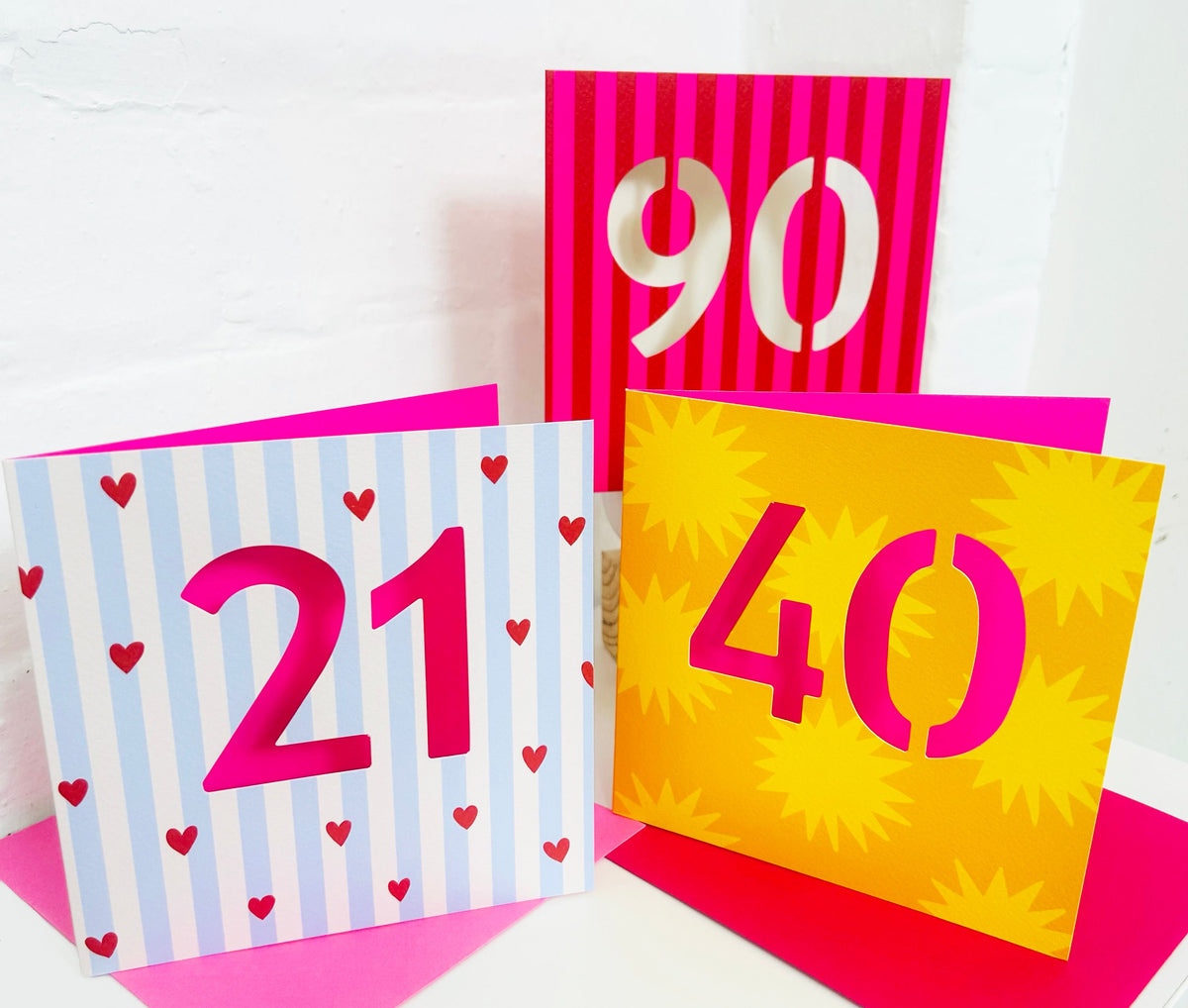 Bon Bon - Age 60 Birthday Card Pink and Red Stripes