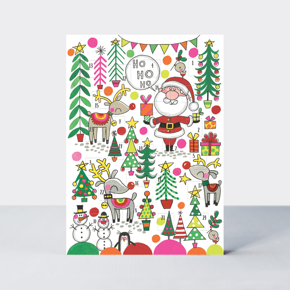 Advent Calendar Card - Santa, Reindeer &amp; Trees