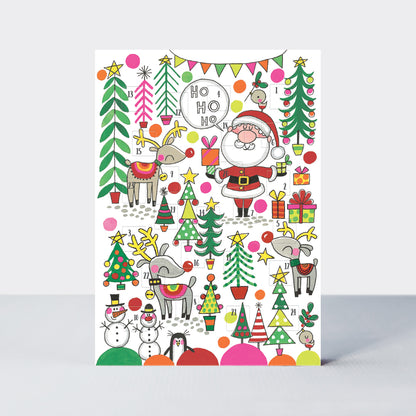 Advent Calendar Card - Santa, Reindeer &amp; Trees