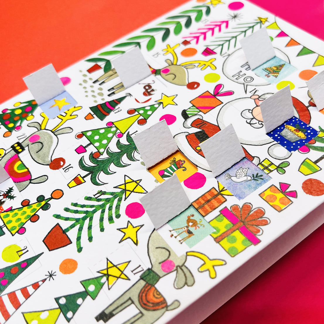 Advent Calendar Card - Santa, Reindeer &amp; Trees