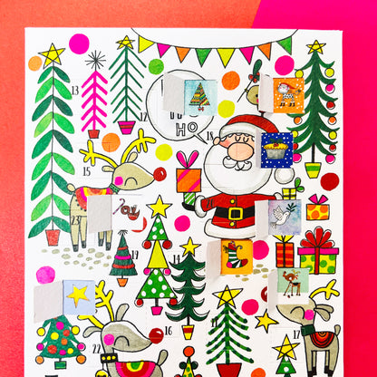 Advent Calendar Card - Santa, Reindeer &amp; Trees