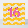 Bon Bon - Age 16 Birthday Card Yellow Wave