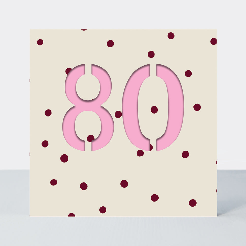 Bon Bon - Age 80 Birthday Card Cream Dots