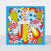 Scatter Brain - Lets Party/Blue Comic Book Style Confetti Birthday Card