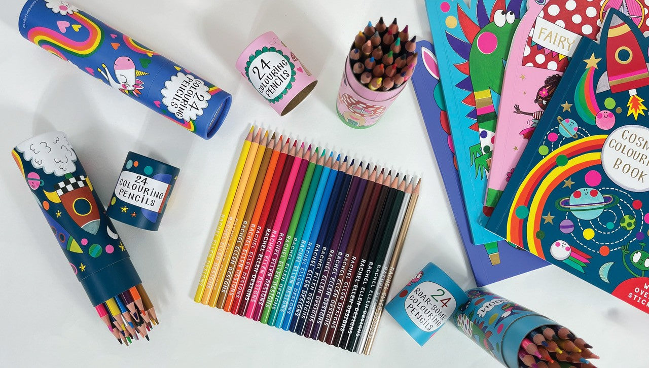Tube of 24 Colouring Pencils - Unicorn &amp; Rainbow