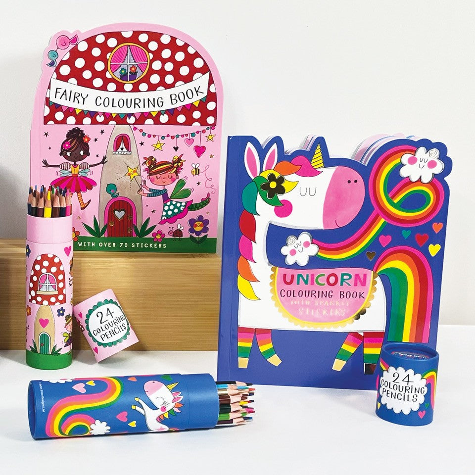 Unicorn Die-Cut Colouring Book With Stickers