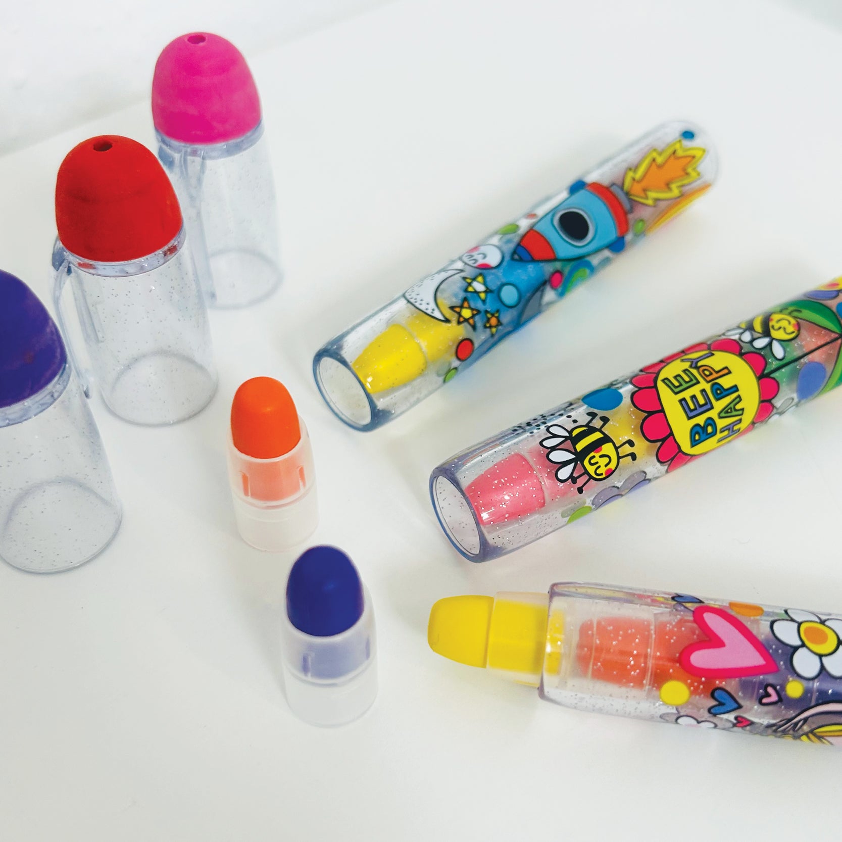 36 x Erasable Rocket Crayons - (Rocket/Bee Happy/Fairy)
