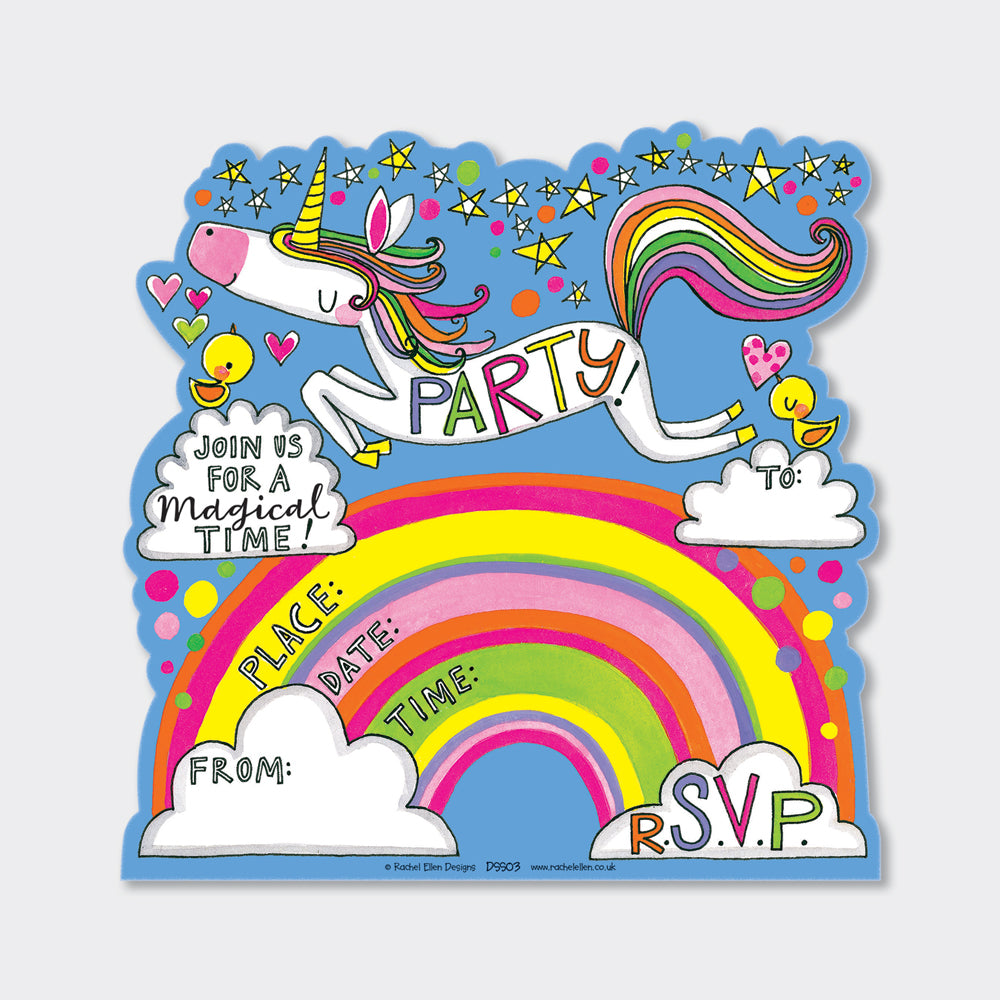 Die Cut Social Stationery - Unicorn &amp; Rainbow Invitations