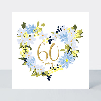 Field Day - Floral Heart Age 60 birthday card