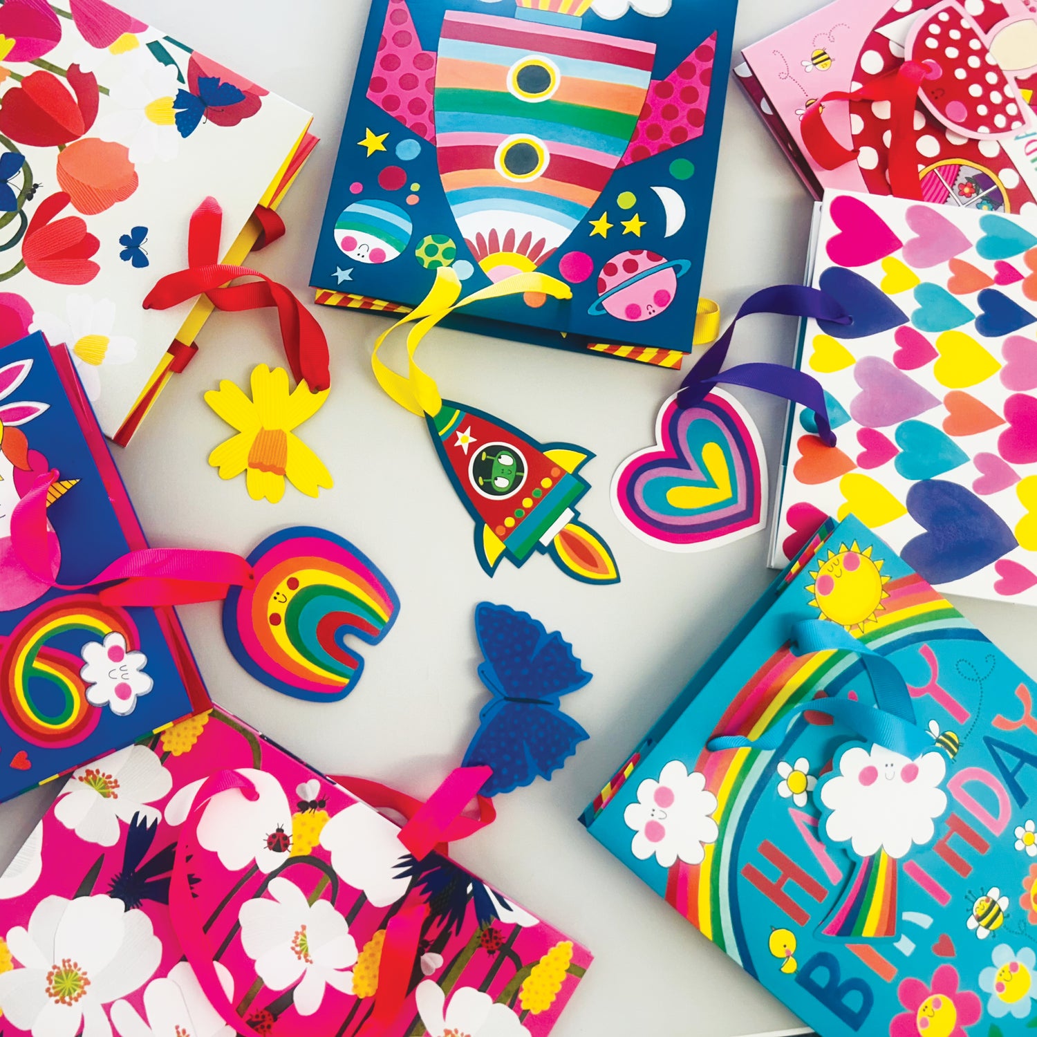Pre order - Medium Gift Bag - Multi Coloured Hearts