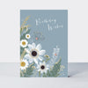 Wild Flower - Open birthday white flowers on grey