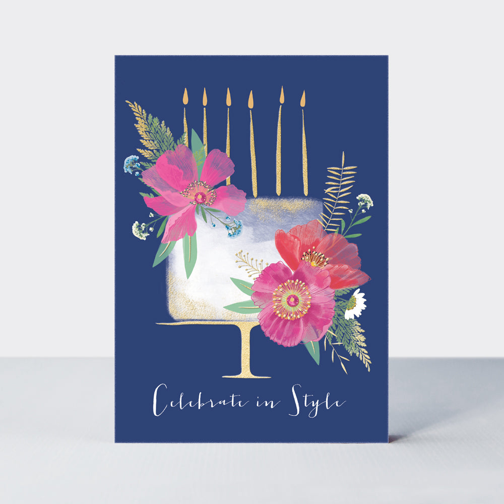 Wild Flower - Open birthday cake on navy
