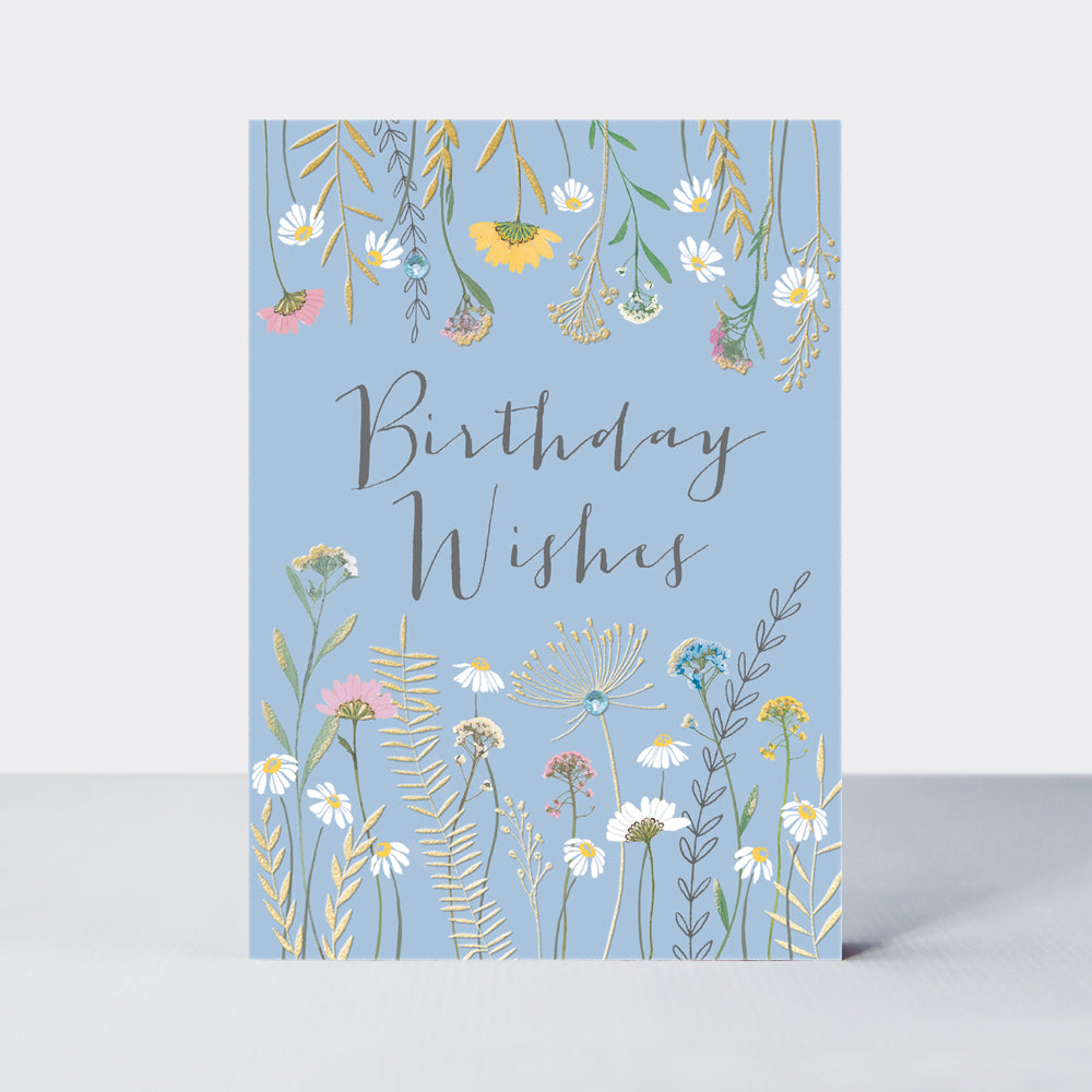 Wild Flower - Open birthday ditsy sprigs light blue