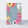 Wild Flower - Open birthday bright floral on grey