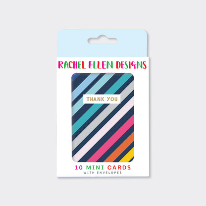 Foiled Pack of 10 notecards - Thank You Stripes