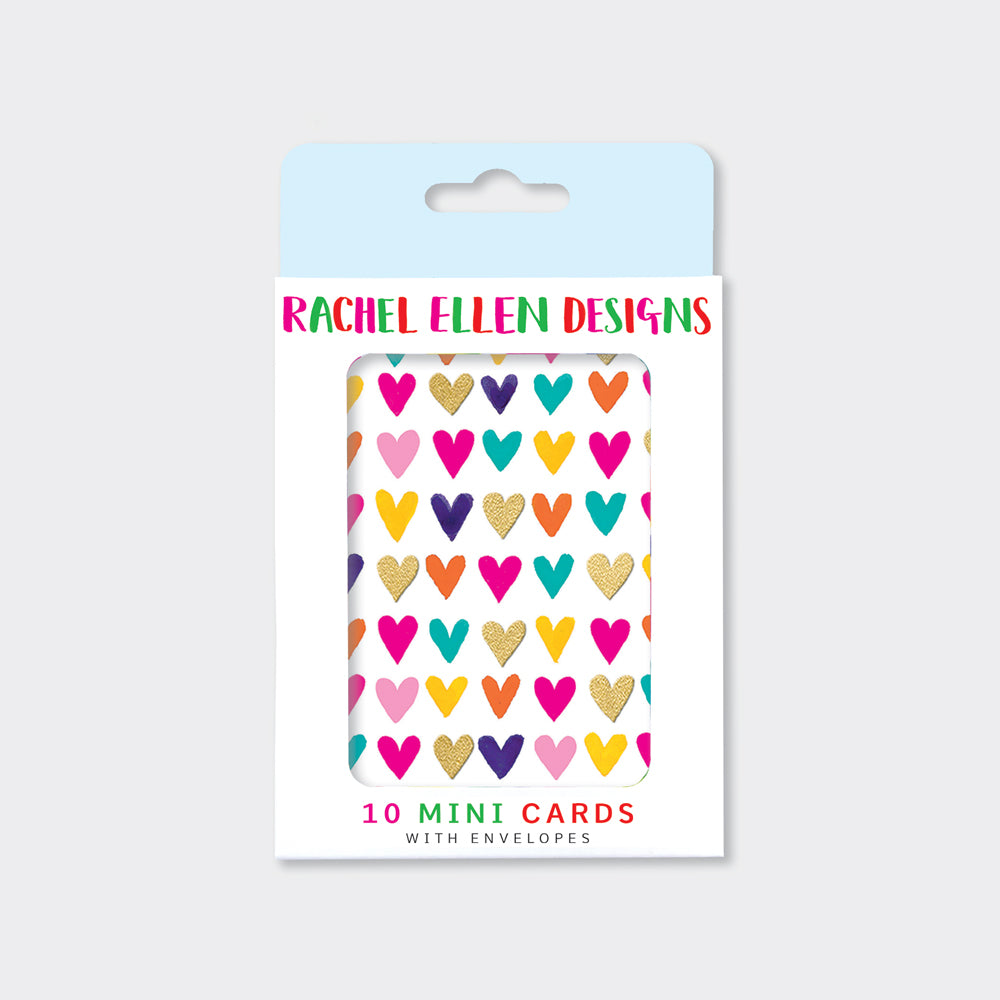 Foiled Pack of 10 notecards - Hearts