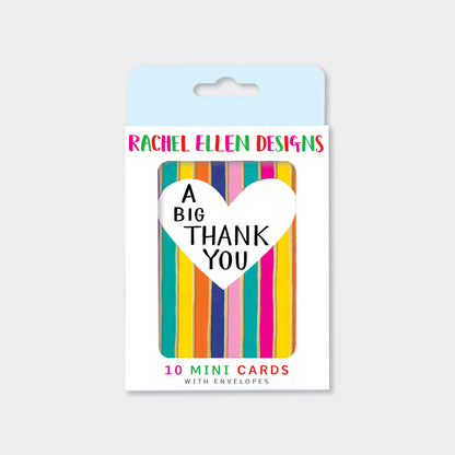 Foiled Pack of 10 notecards - A Big Thank You Stripes