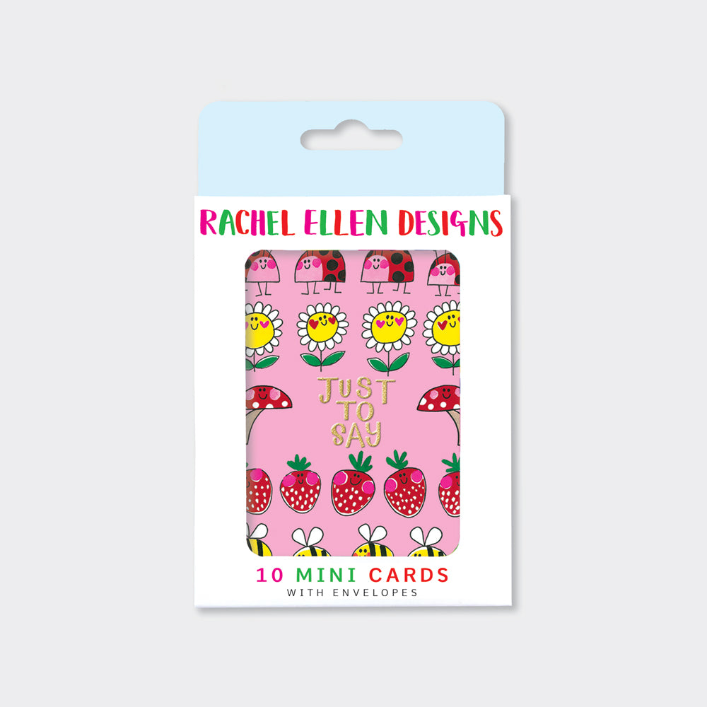 Foiled pack of 10 notecards - Just to say ladybirds