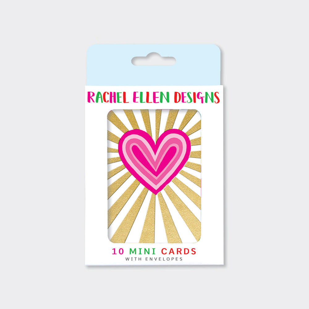 Foiled pack of 10 notecards - Neon heart/blank