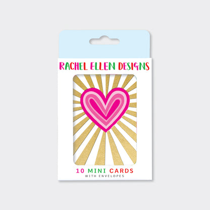 Foiled pack of 10 notecards - Neon heart/blank