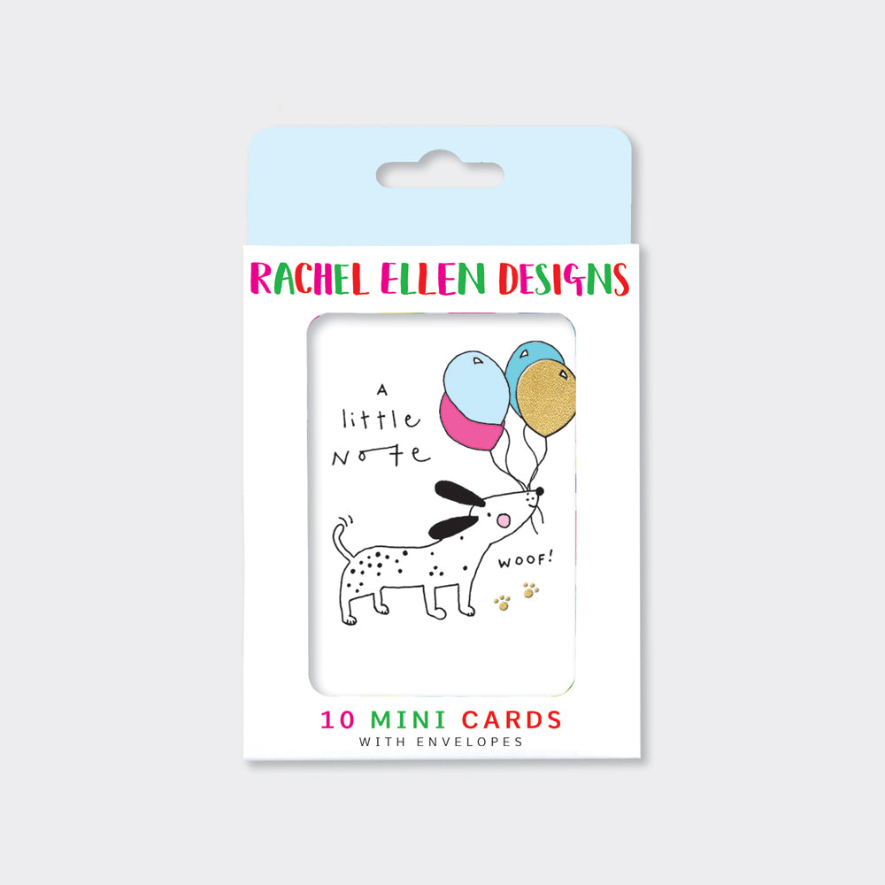 Foiled pack of 10 notecards - A Little Note/Dog &amp; Balloons