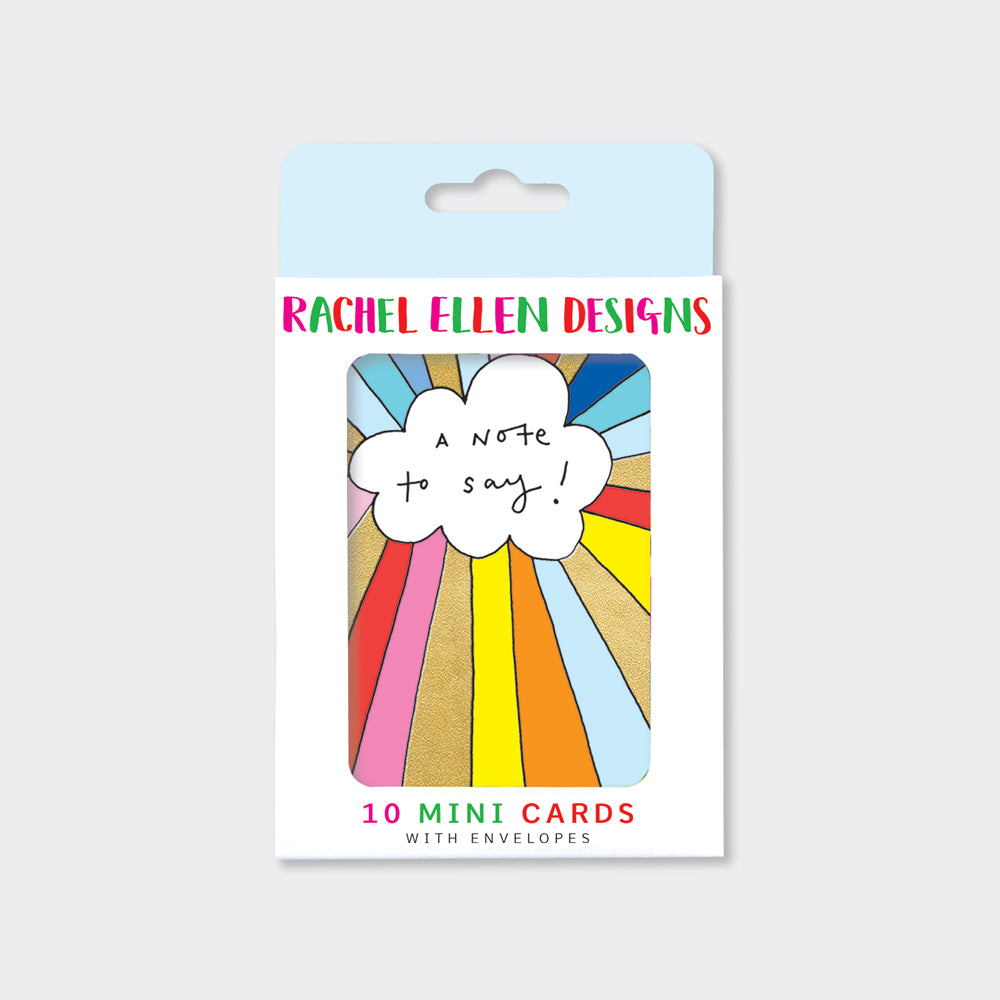 Foiled pack of 10 notecards - A Note To Say/Cloud &amp; Rainbow