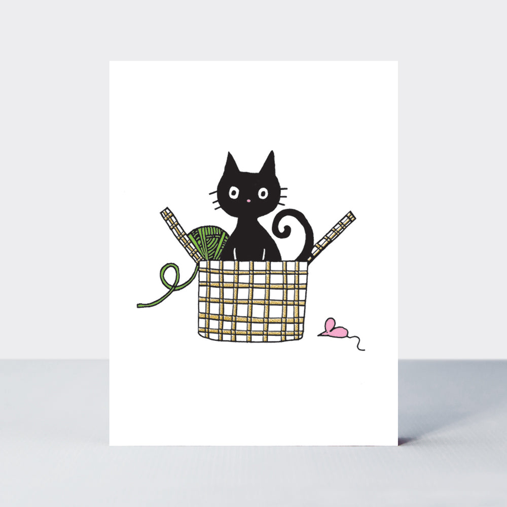 Foiled pack of 10 notecards - Cat In A Basket