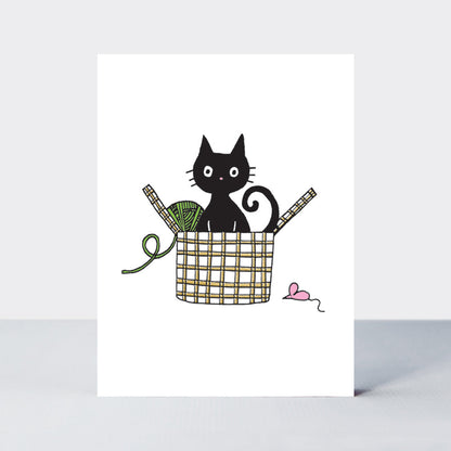 Foiled pack of 10 notecards - Cat In A Basket
