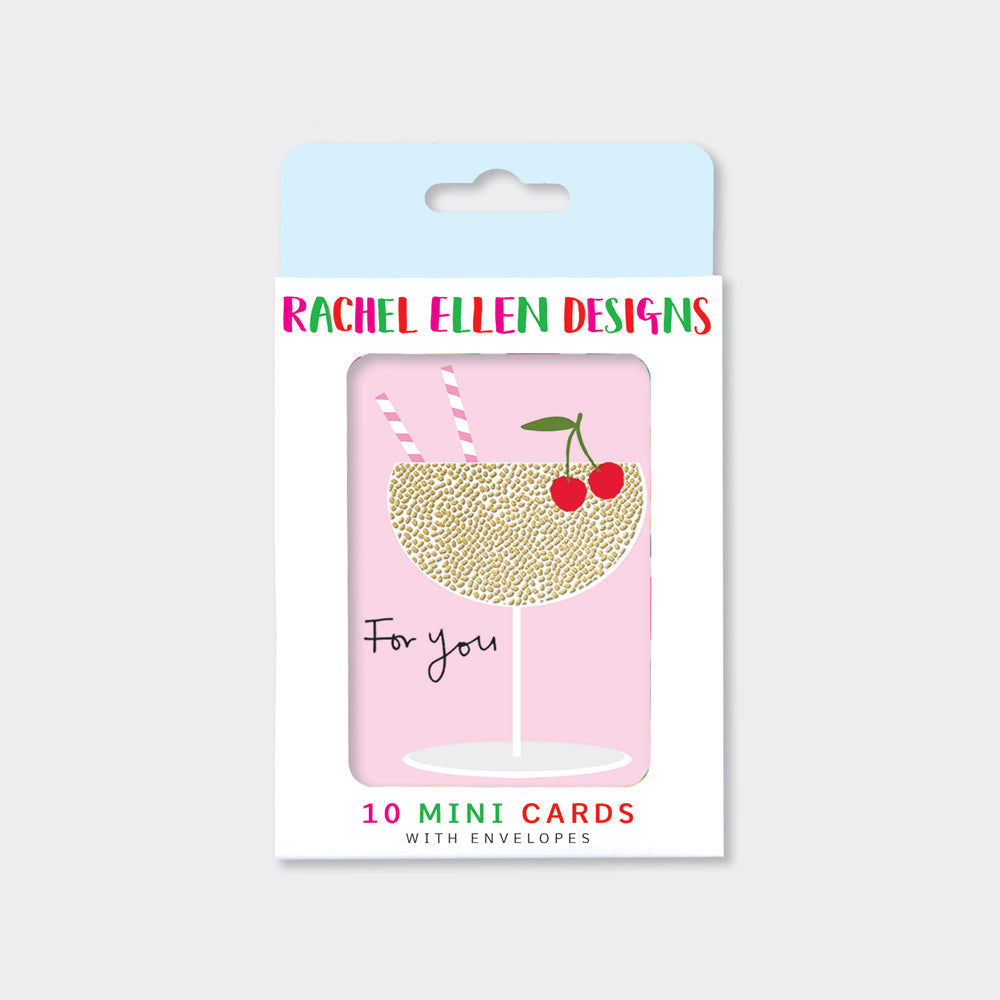 Foiled pack of 10 notecards- For You/Cocktail