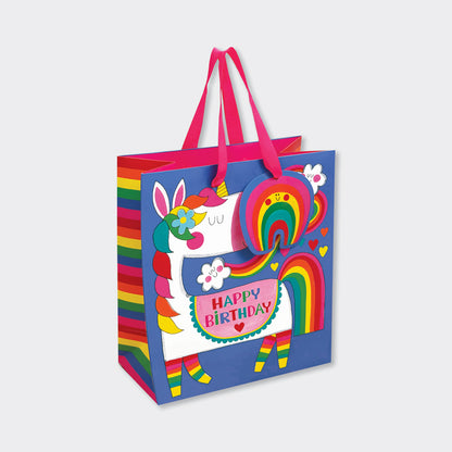 Medium Gift Bag Unicorn and Rainbow Happy Birthday