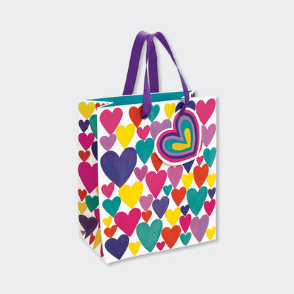 Medium Gift Bag Multi Coloured Hearts