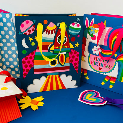 Pre order - Medium Gift Bag - Unicorn &amp; Rainbow/Happy Birthday